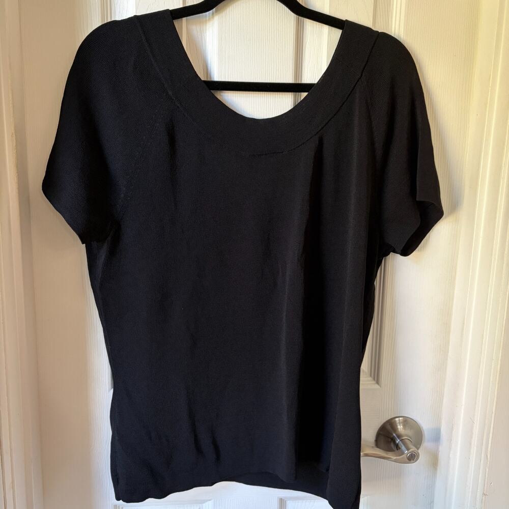 Talbots Career Womens Top Black Cap Sleeve Pullover Size XL